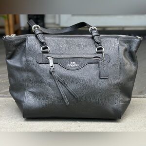 COACH Black Leather Kleo Carryall Tote
